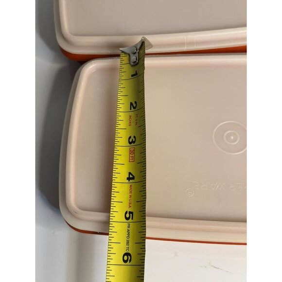 VTG Tupperware Cold Cut Keepers | Paprika Red Set of 2 Containers Lids 5.5"x9.5" - Picture 7 of 9